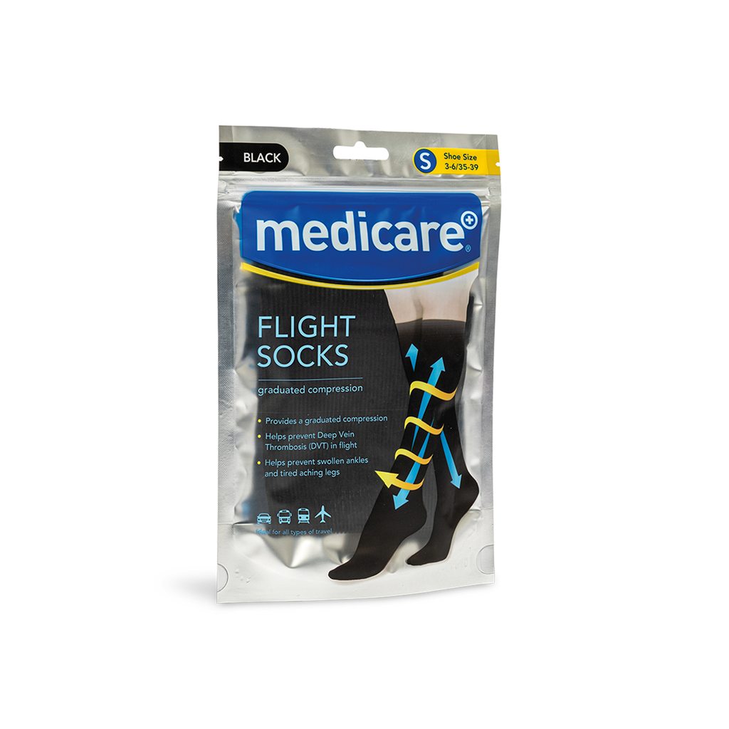 MEDICARE FLIGHT SOCKS BLACK SMALL