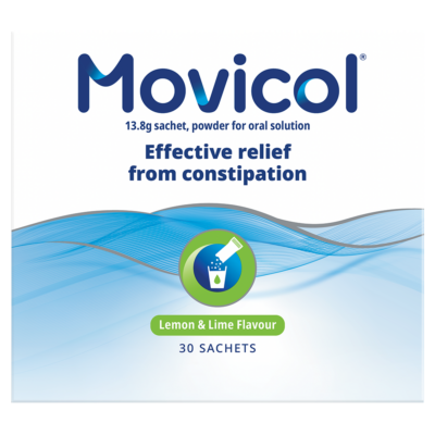 MOVICOL powder for oral solution stick sachets lemon & lime 13.125g/46.6mg/178.5mg/46.6mg  30