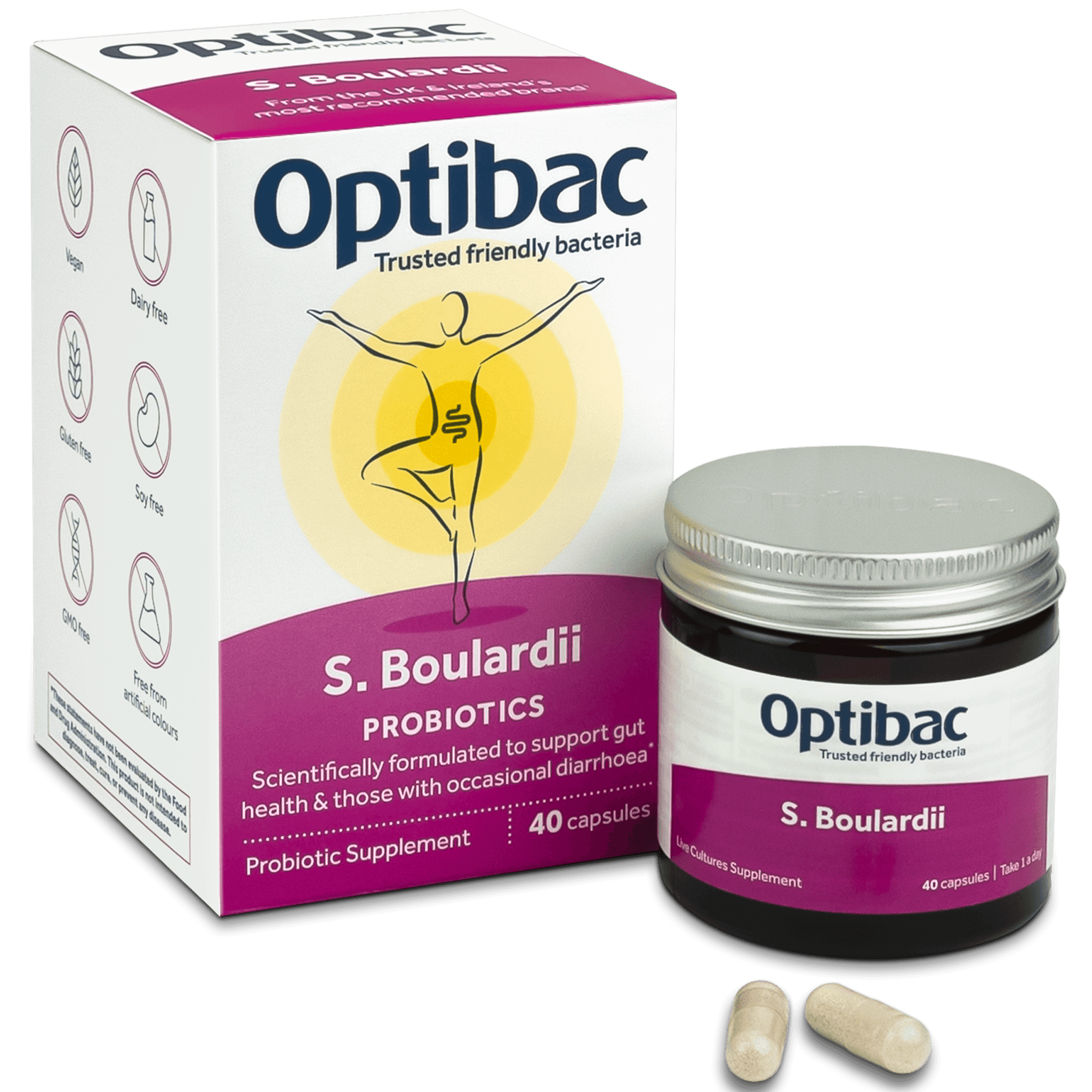 OPTIBAC probiotic food supplements S. Boulardii (bowel calm) capsules  40