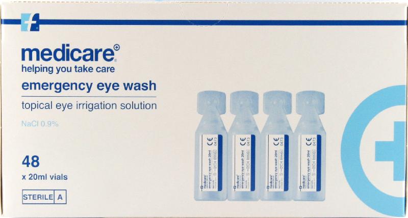 MEDICARE first aid eye wash emergency vials 20ml 48