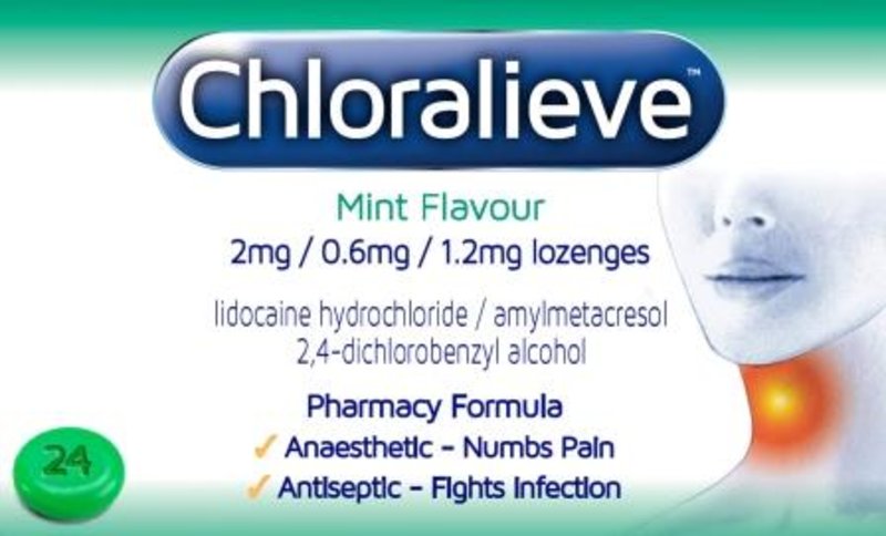 CHLORALIEVE lozenges mint 0.6mg/1.2mg/2mg  24