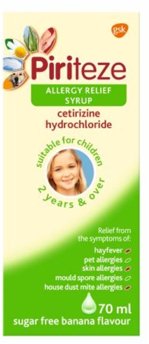 PIRITEZE allergy syrup 2yrs + 1mg/ml 70ml