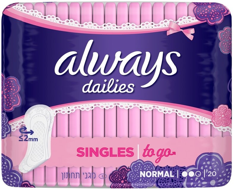 ALWAYS liners dailies singles to go 2mm 20
