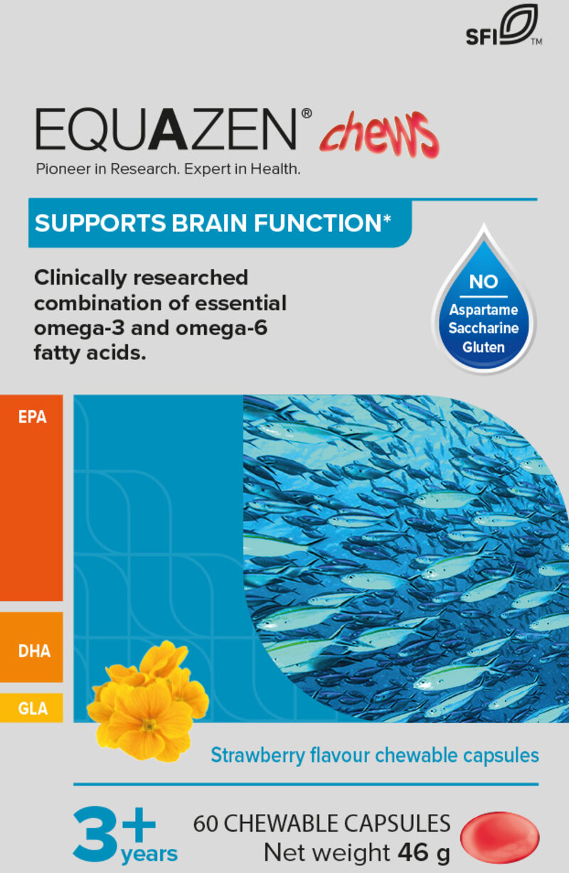 EQUAZEN omega-3 fish oil & omega-6 evening primrose oil children's strawberry chews 60