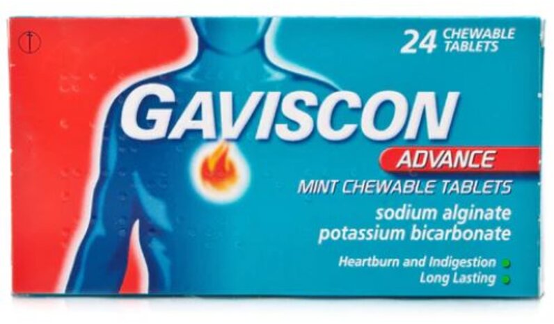 GAVISCON ADVANCE chewable tablets mint 100mg/500mg  24