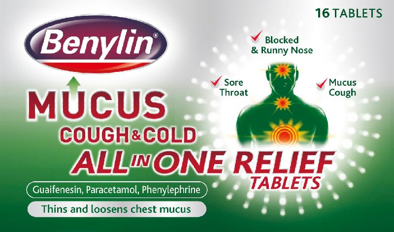 Benylin Mucus Cough & Cold All in One Relief Tablets 100mg/250mg/5mg  16
