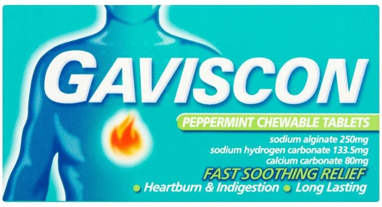 GAVISCON 250 tablets peppermint 80mg/250mg/133.5mg  24