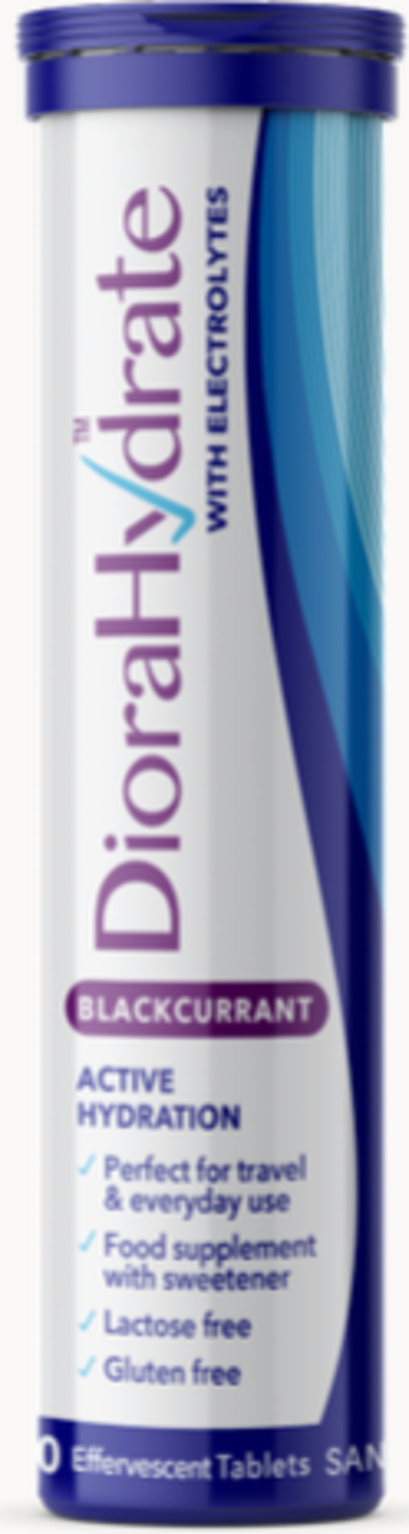 DIORAHYDRATE effervescent tablets blackcurrant 3240mg/196mg/276mg 20