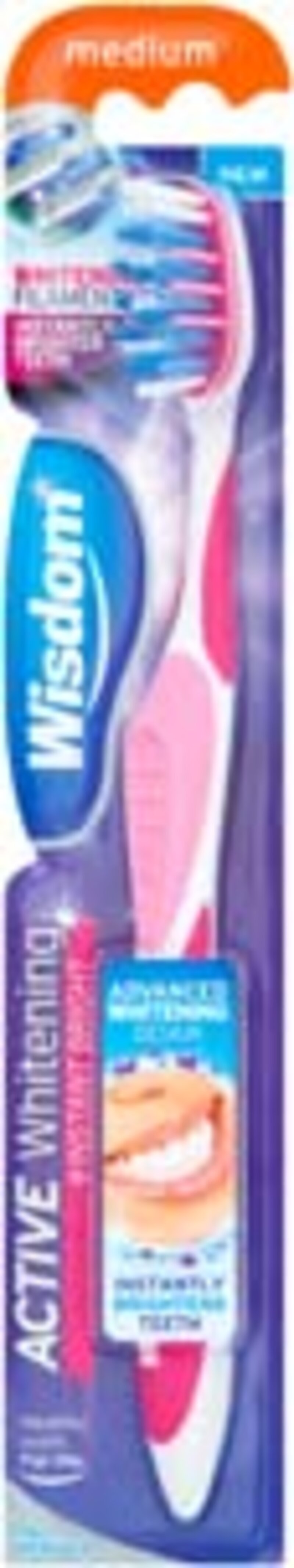 WISDOM toothbrushes active whitening instant bright medium