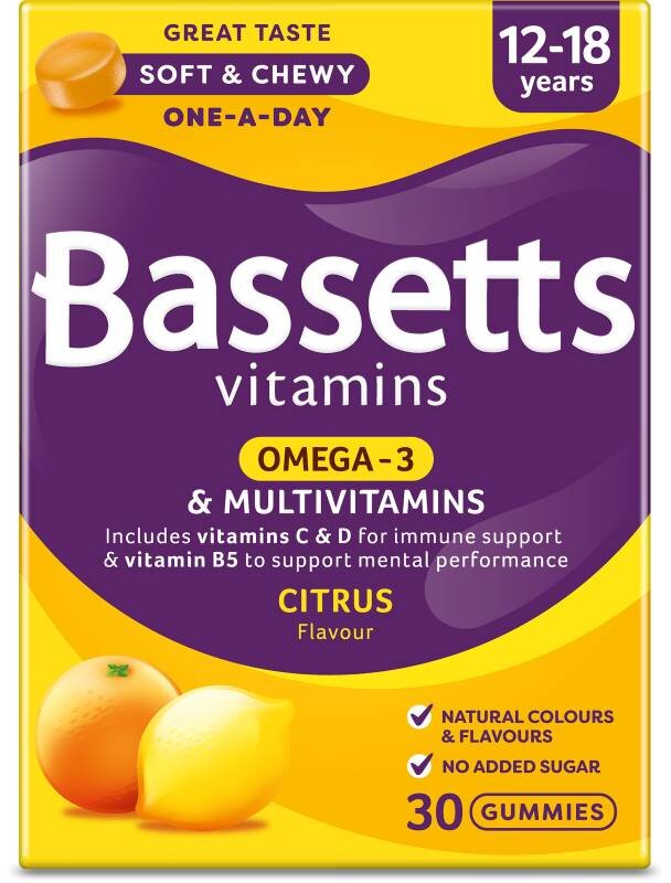 BASSETTS VITAMINS multivitamin pastilles 12-18yrs omega-3 citrus  30