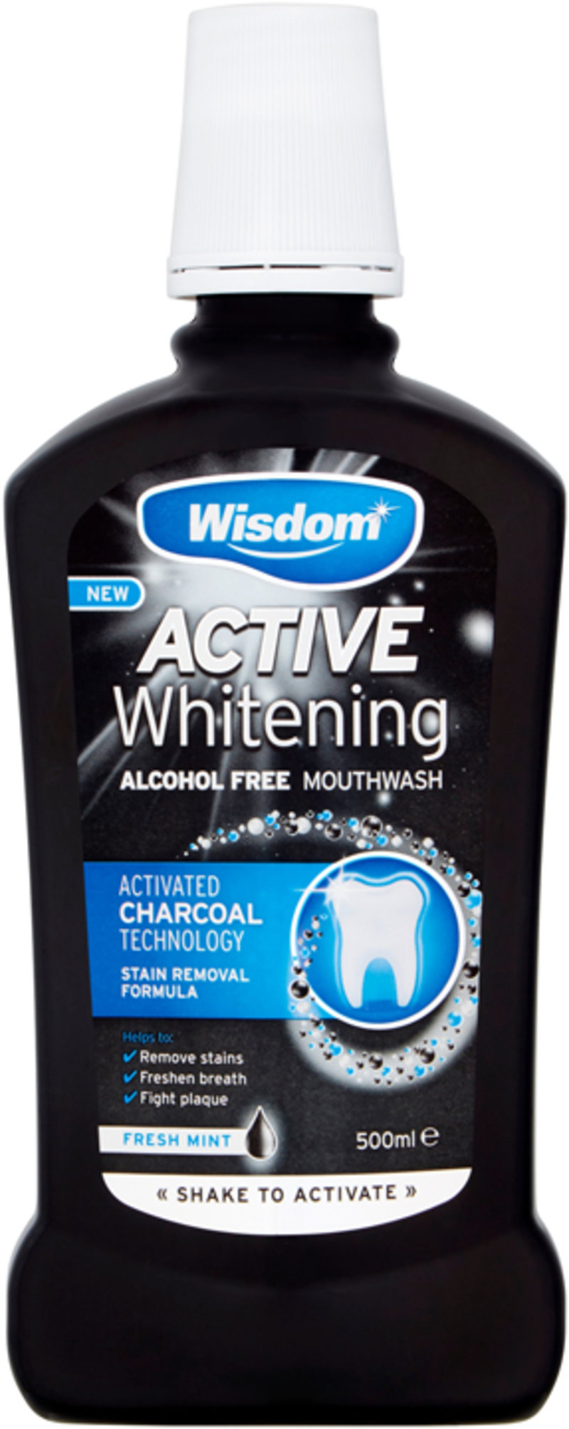 WISDOM mouthwash active whitening charcoal 500ml