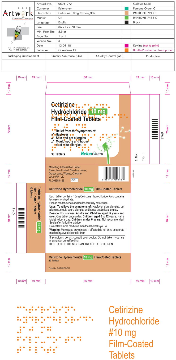 Cetirizine Hydrochloride tablets f/c 10mg  30