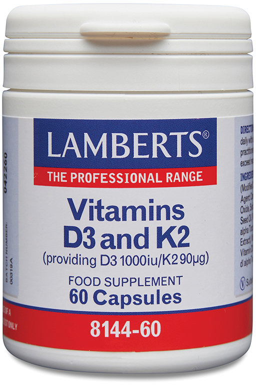 LAMBERTS vitamins capsules D3 1000iu & K2 90mcg  60