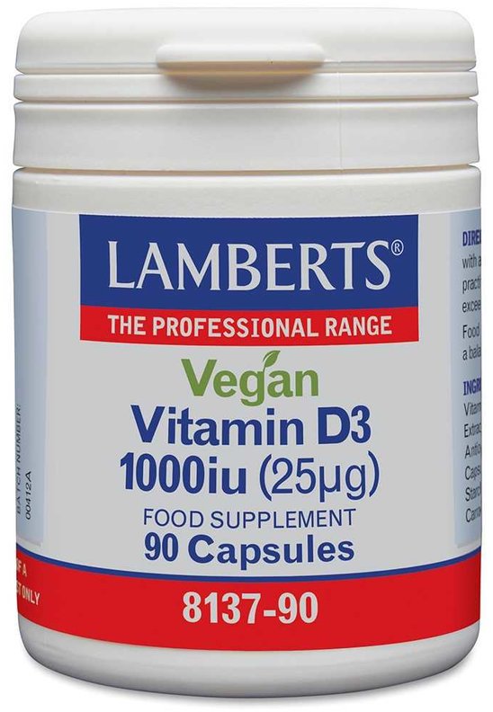 LAMBERTS vitamins capsules vegan D3 1000iu  90