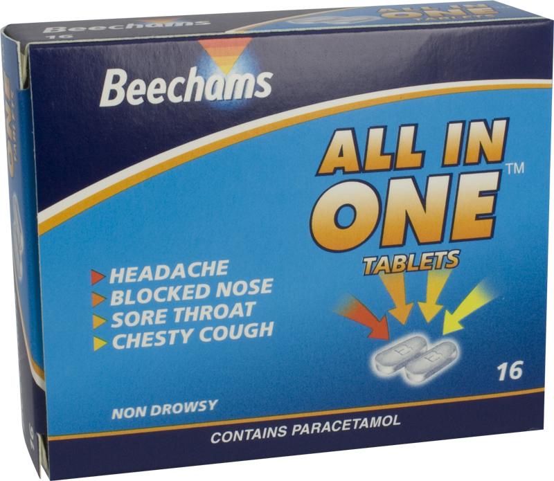 BEECHAMS ALL-IN-ONE non-drowsy tablets 100mg/250mg/5mg  16