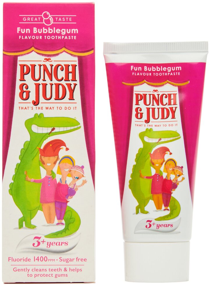 PUNCH AND JUDY toothpaste childrens fun bubblegum 3+ years 50ml