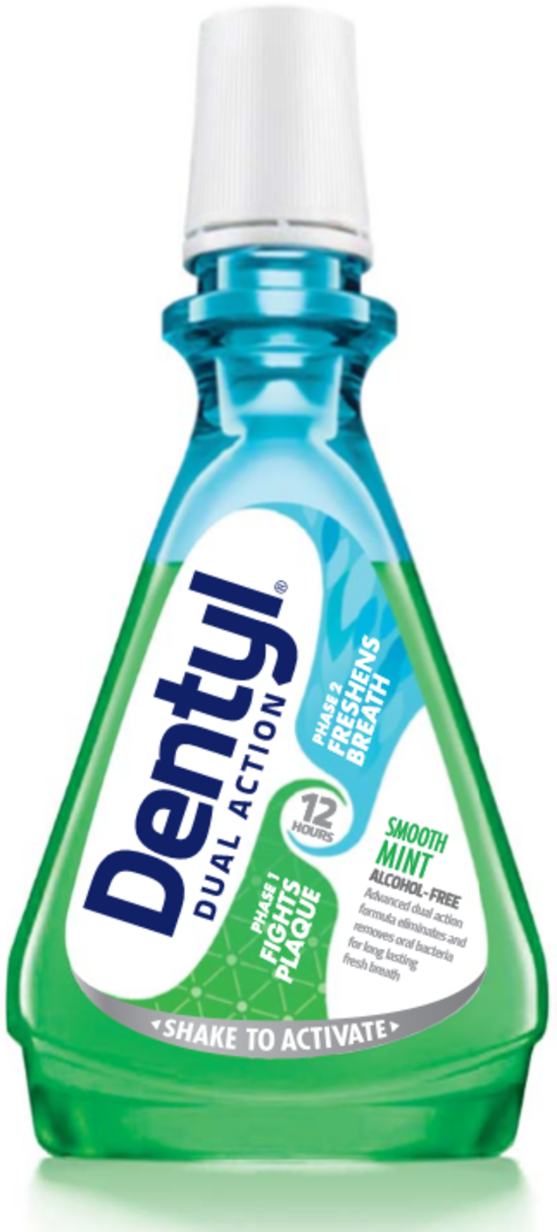 DENTYL DUAL ACTION two phase anti-bacterial mouthrinse smooth mint 500ml