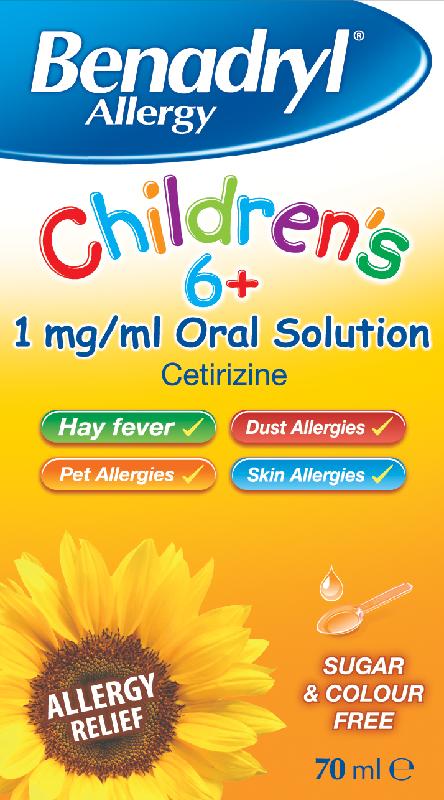 BENADRYL ALLERGY childrens 6+ oral solution s/f 1mg/ml 70ml