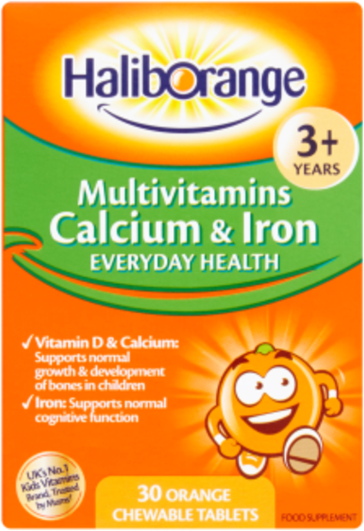 HALIBORANGE multivitamins, calcium & iron chewable tablets  30