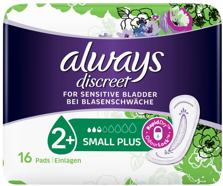 ALWAYS incontinence range discreet pads small plus  16