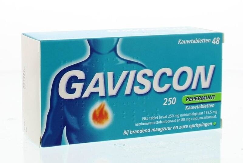 GAVISCON 250 tablets peppermint 80mg/250mg/133.5mg  48