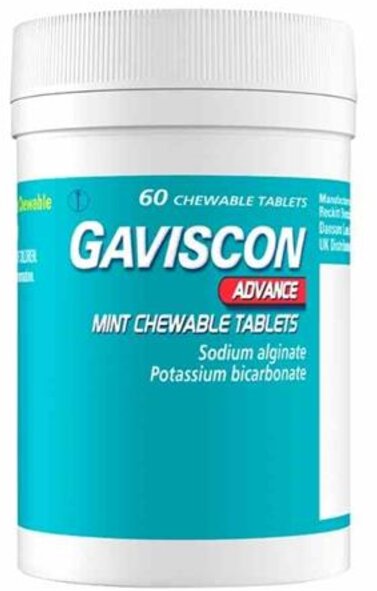 GAVISCON ADVANCE chewable tablets mint 200mg/500mg  60
