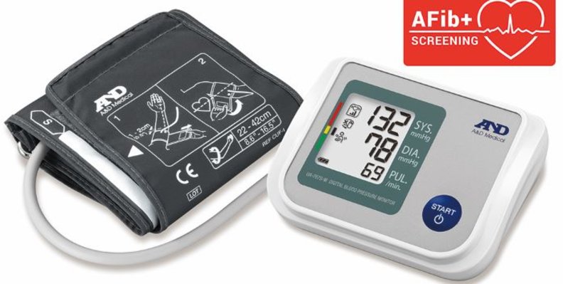 A&D blood pressure monitors wide range cuff upper arm with AFib