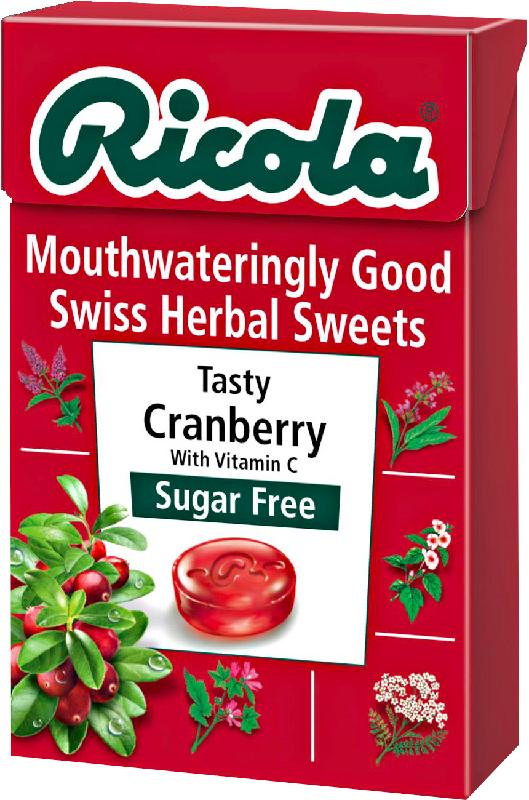RICOLA swiss herb drops s/f cranberry box 45g