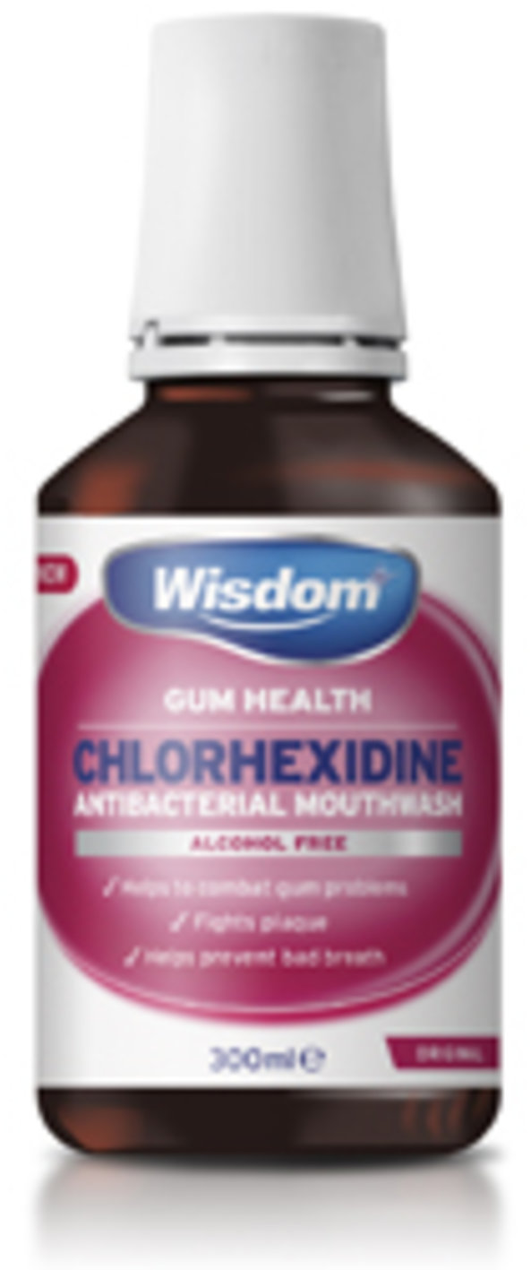 WISDOM mouthwash chlorhexidine digluconate 0.2% original alcohol free 300ml