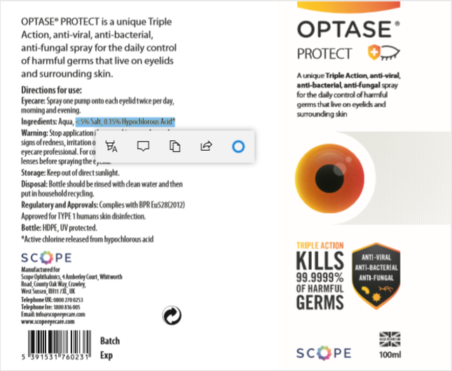 OPTASE PROTECT eyelid spray 100ml