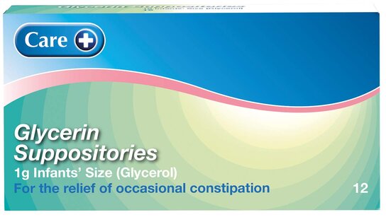 CARE OTC medicines digestive health glycerin suppositories infant 1g 12