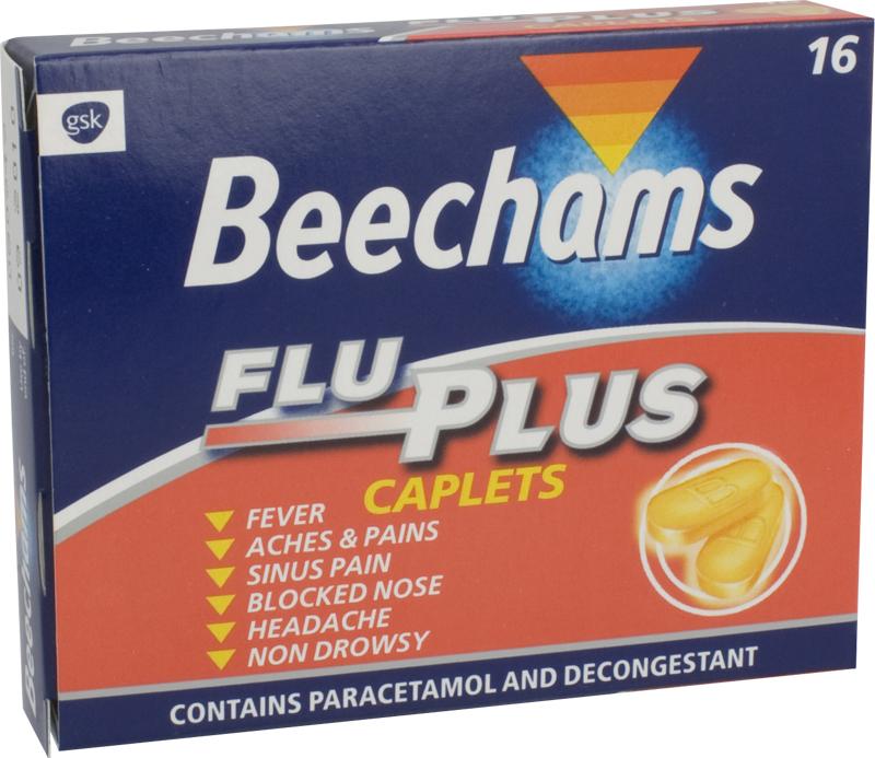 BEECHAMS FLU PLUS caplets 25mg/500mg/5mg  16