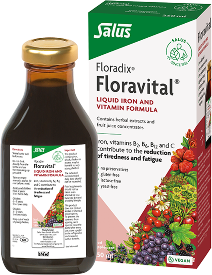 FLORADIX floravital yeast & gluten free herbal iron extract 250ml