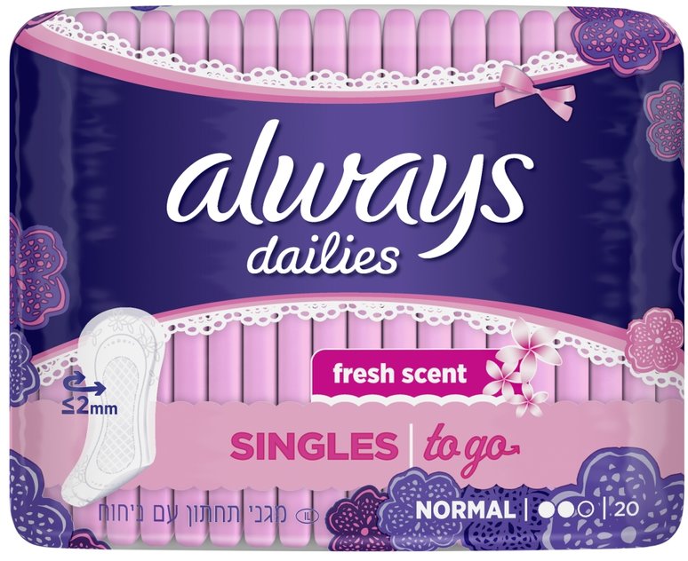 ALWAYS liners dailies singles to go scented 2mm 20