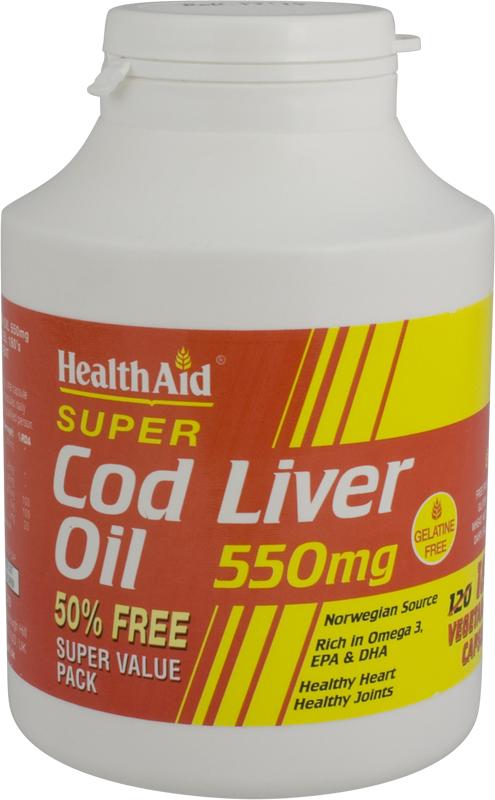 HEALTHAID fatty acid capsules cod liver oil 550mg  180