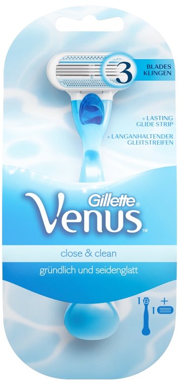 GILLETTE razors, blades & trimmers venus close & clean razor with 1 spare blade