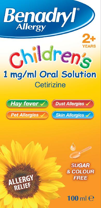 BENADRYL ALLERGY children's oral solution S/F 1mg/ml 100ml
