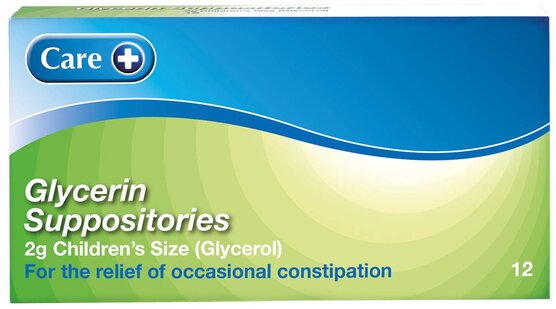 CARE OTC medicines digestive health glycerin suppositories child 2g 12